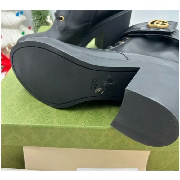 Gucci women's GG Marmont, matelasse Leather block heel boots size 41 fits 10 US - Picture 6 of 8